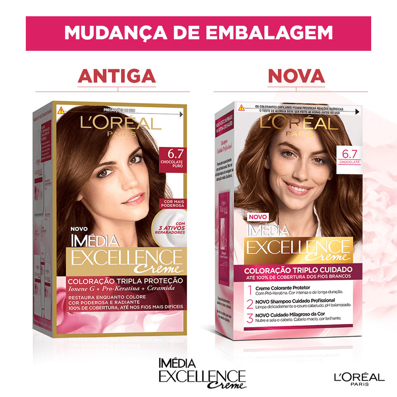 Kit Tintura Imédia Excellence L'Oréal Chocolate 6.7 · foto 2
