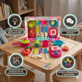 Kit Cozinha Infantil Didatico Brinquedo Completo Utensilios Cozinhar Diversao Crianca