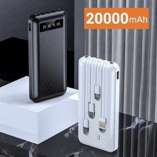 Power Bank Carregador Portátil 20000mAh com 4 Cabos Integrados, Display Digital, Suporte …
