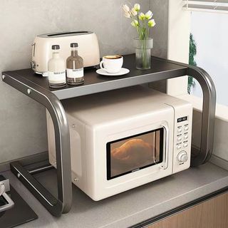 [Novo produto] Prateleira de cozinha de camada dupla estilo básico em forma de L Prateleira de forno para temperos Armaz