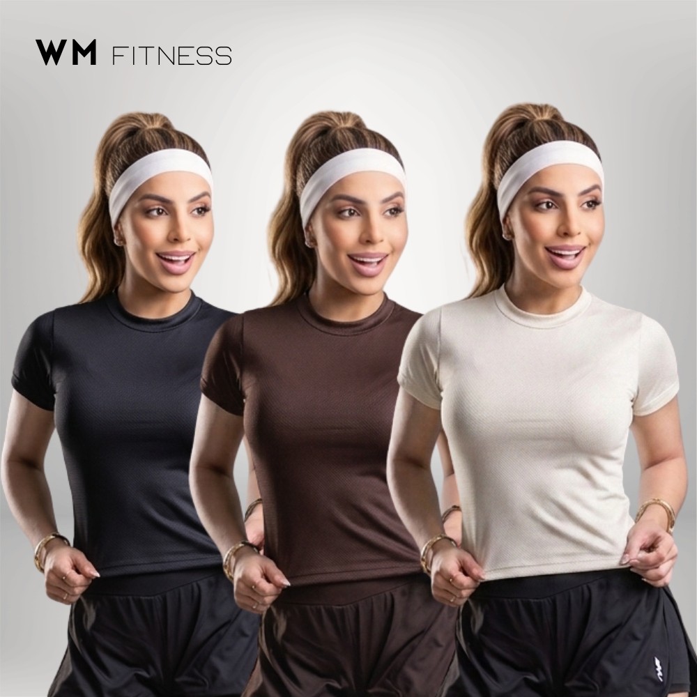 Kit 3 Camiseta Academia Feminina Dry Fit Treino Blusa Caminhada Treino Musculação