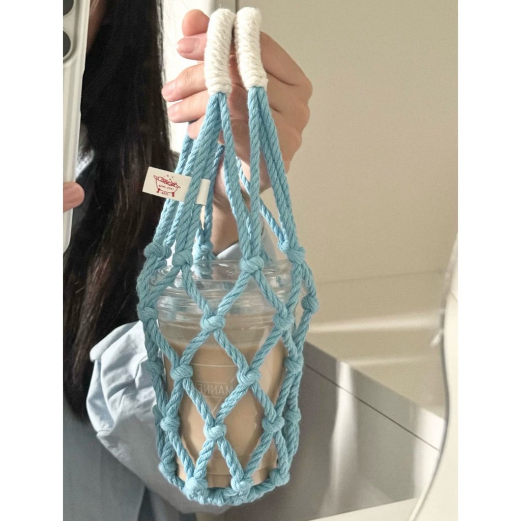 Ins copo de água Net bolso mão-tecido portátil sacola leite chá xícara de café suporte de copo de água suporte de copo d