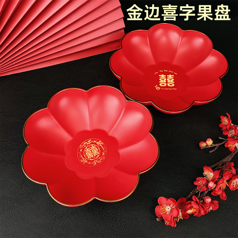 Prato Vermelho de Frutas de Casamento