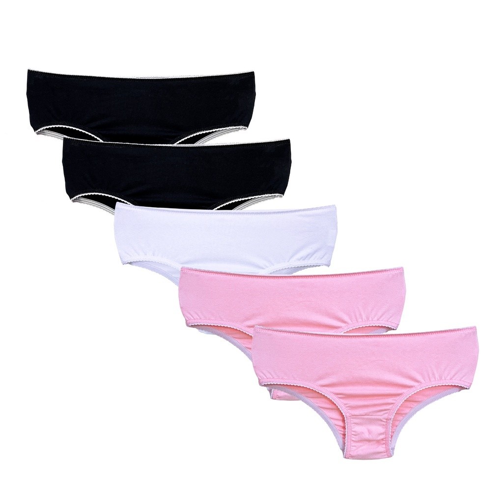 Kit 5 Calcinhas Infantil Algodão Básica Cotton Criança Kids Confortável