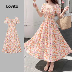 Lovito Vestido Boho com Babados Primavera/verão Feminino L198ED149