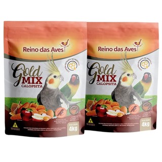 KIT 2 UN Ração Para Calopsita Raçao Gold Mix Reino das Aves Alimento 4kg 