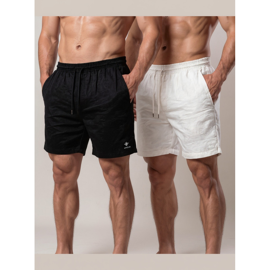 Kit 2 Bermudas Masculinas Linho Elastano Praiana Confortável Verão — VIRIANDUBA MIX