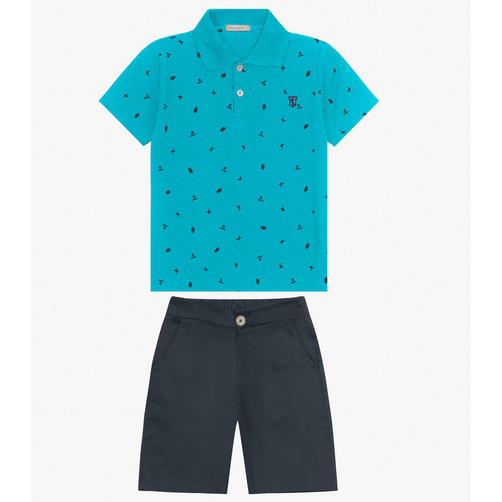 Conjunto Polo com Bermuda Trick Nick Azul