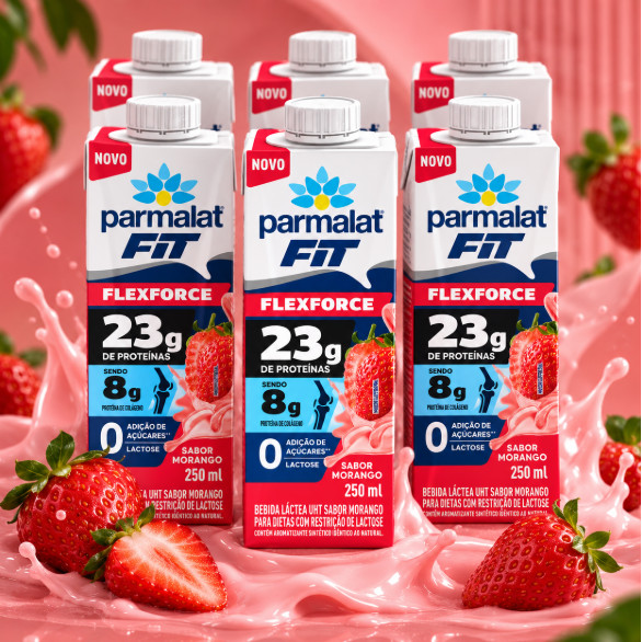 Kit Com 6 Flexforce Morango Parmalat - 250ml
