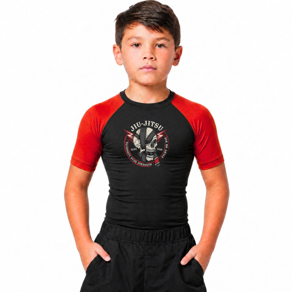 Rash Guard Infantil fator 50+ Jiu Jitsu MMA Muay Thay Esportes - P M G GG ESPORTES ACADEMIA LAZER