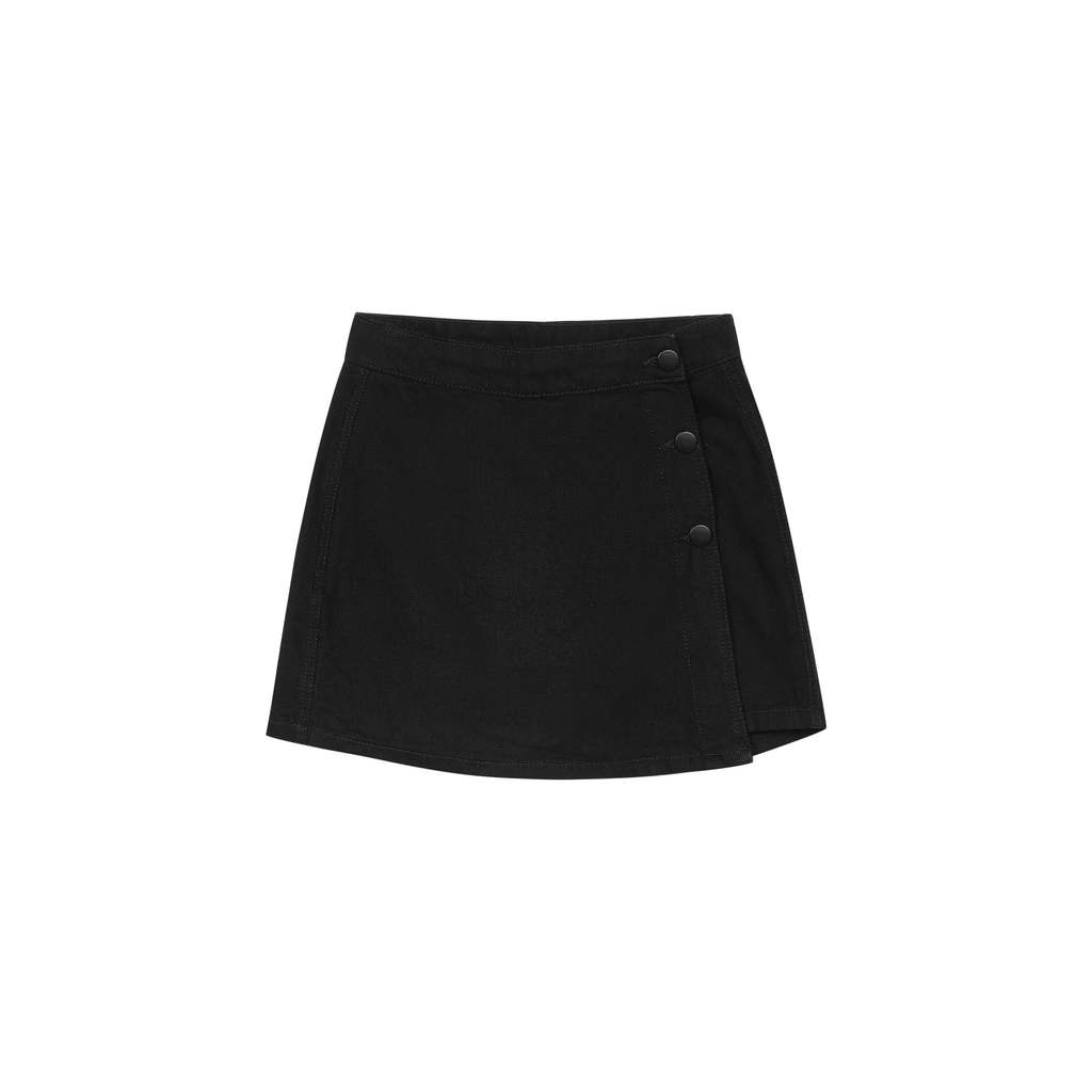 Short-Saia Feminino Jeans Assimétrico Marialícia Preto · foto 2