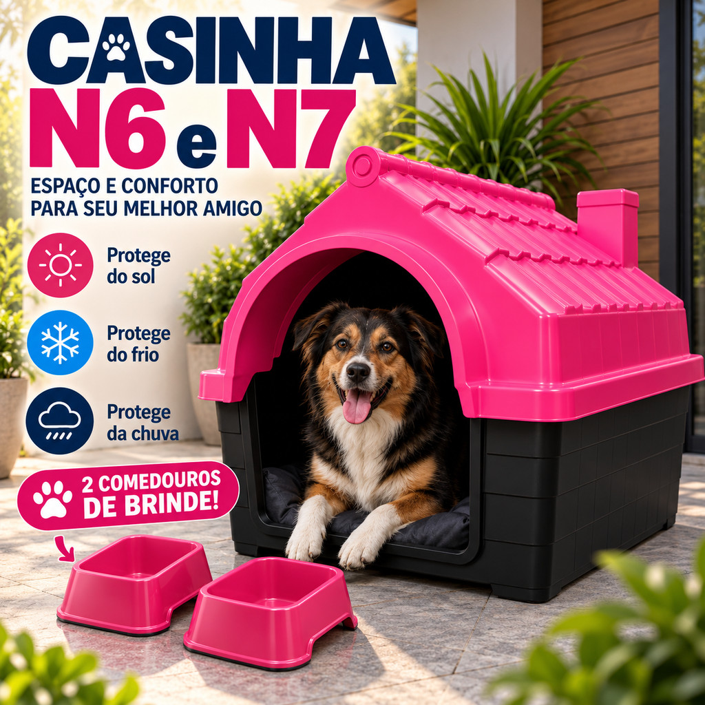 Casinha N6 e N7 Cachorro Pequeno/Médios Casa  Pet Com Proteção Raios UV | ENVIO RÁPIDO