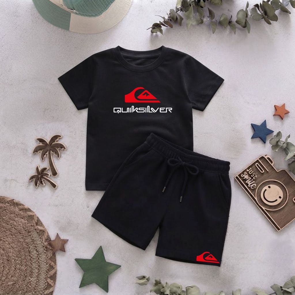 Conjunto Camiseta+Shorts Meninos Infantil Juvenil Moderno Tendência de Surf Onda Praia Verão Esportes 100% Algodão