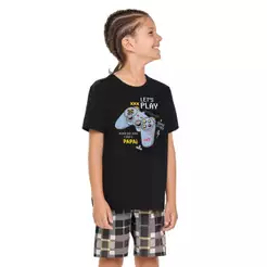 Pijama Infantil Menino Gamer Linha Família Elian Preto