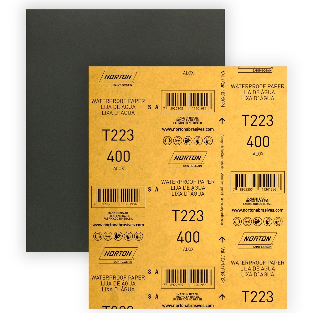 Folha de lixa D'água 225 x 275 mm - T223 - Norton