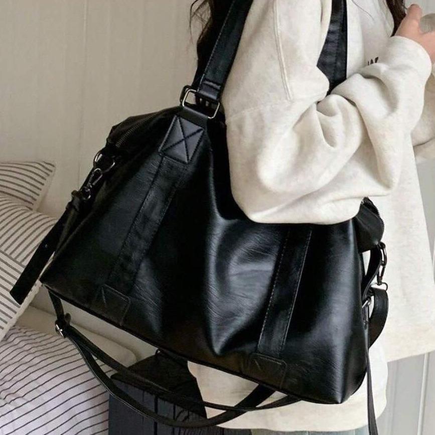 Multineos Bolsa Feminina Masculino Grande Couro Pu Impermeável Escolar Faculdade Trabalho Viagem