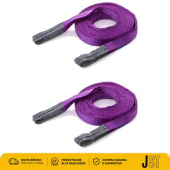 Kit 2 Cintas De Elevação De Carga 4m 1 Tonelada Roxa JST Poliéster FS 7:1