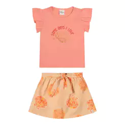 Conjunto Infantil Menina Conchas Elian Laranja