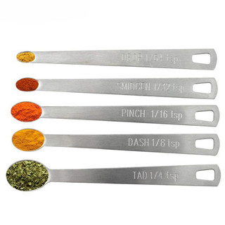 Novo conjunto de 5 colheres de medição para café e temperos, em aço inoxidável, de vários tamanhos.