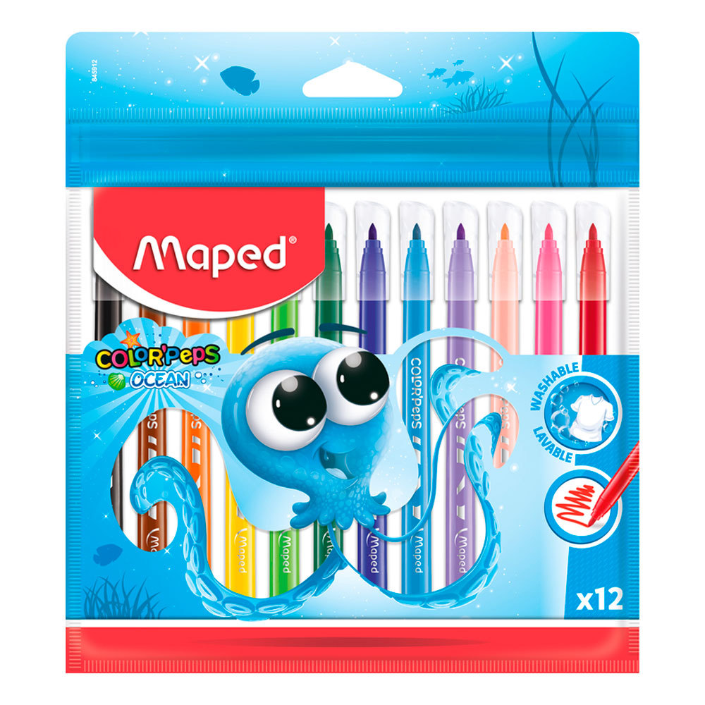 Caneta hidrográfica Color'Peps Ocean Polvo com 12 cores 845912ZM Maped