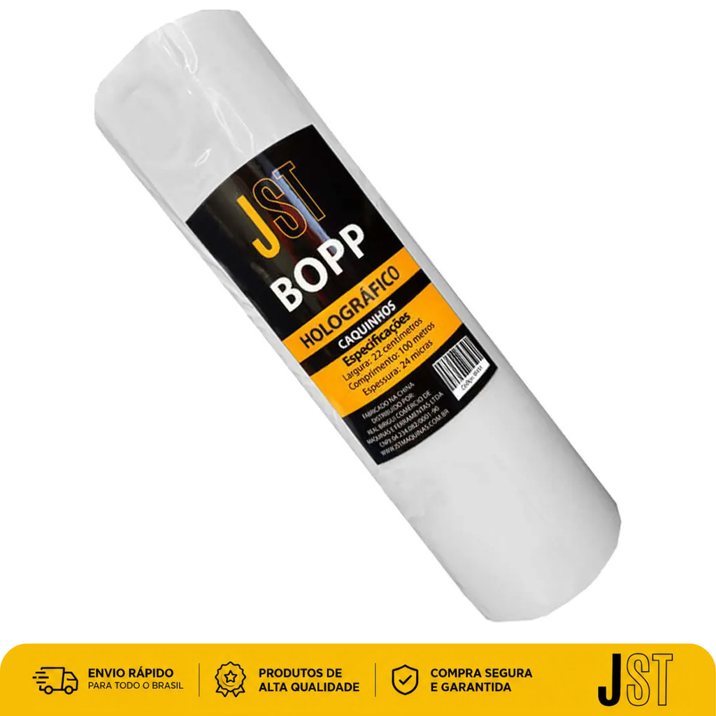 Bopp Holográfico Caquinhos 22cm x 100m Plástico para Laminação A4 JST