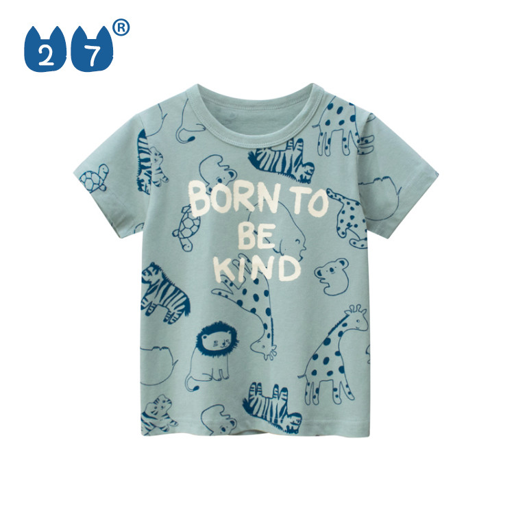 27 crianças bebê vestido de verão Animal impressão completa série dos desenhos animados camiseta de manga curta versão c