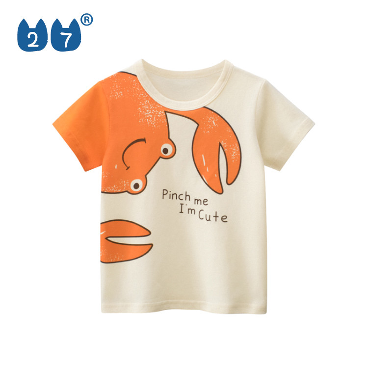 27 crianças puro algodão manga curta camiseta versão coreana roupas infantis roupas de verão desenhos animados impresso 