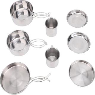 Kit De Bagunça De Acampamento De 8 Peças , Conjunto De Panelas De Aço Inoxidável Para 3-4 Pessoas , Panela Empilhável Mo