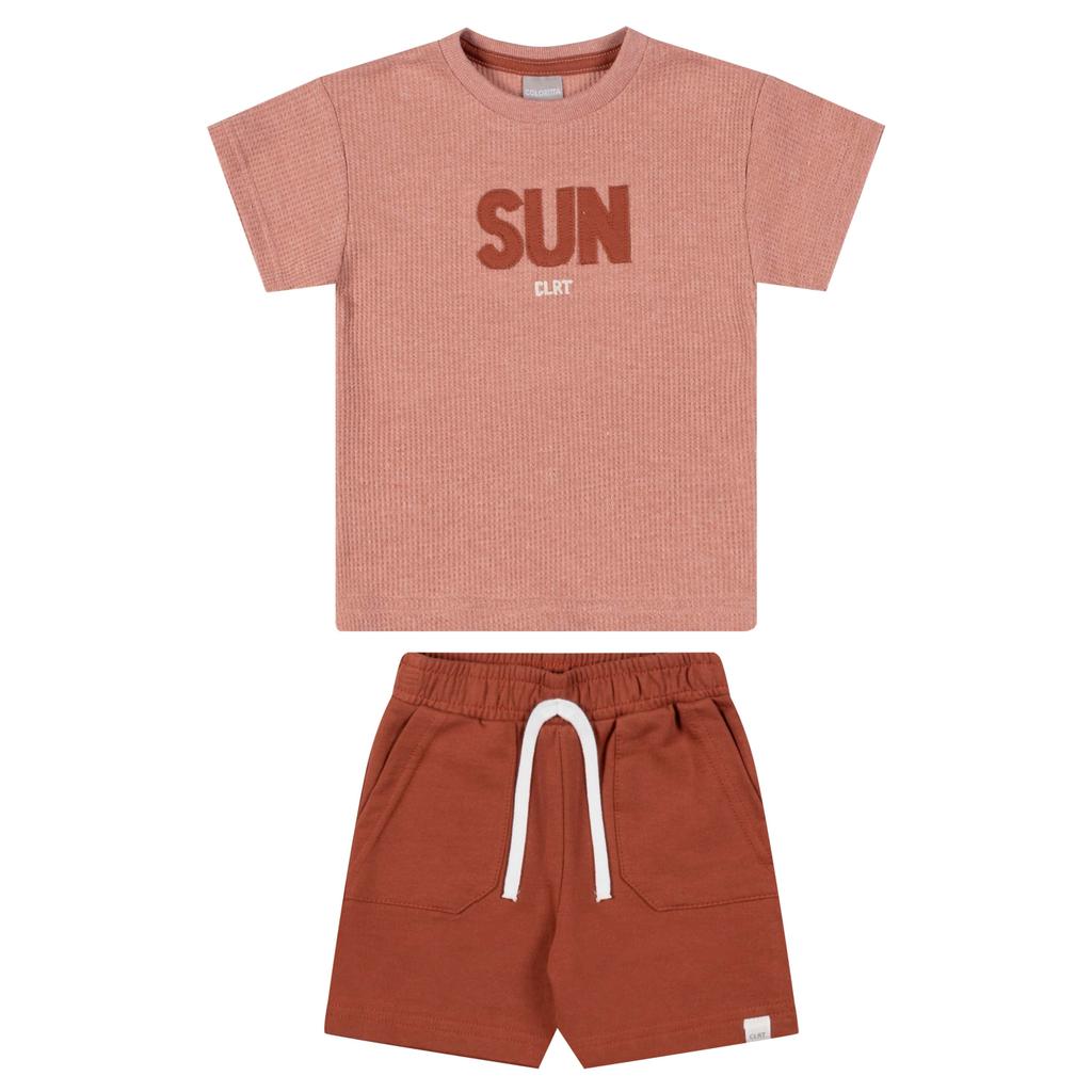 Conjunto Infantil Menino Bordado Sun Colorittá Marrom
