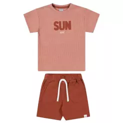 Conjunto Infantil Menino Bordado Sun Colorittá Marrom