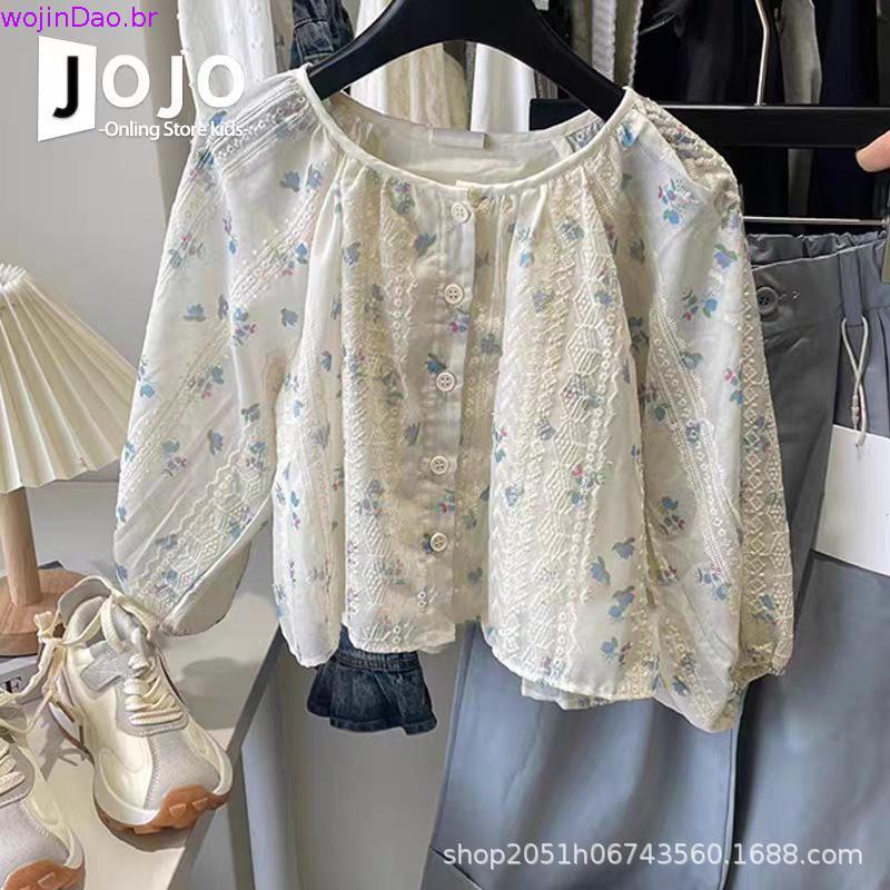 Roupas Infantis 2023 Primavera Novas Meninas Manga Bolha Boneca Csa Simples Solta