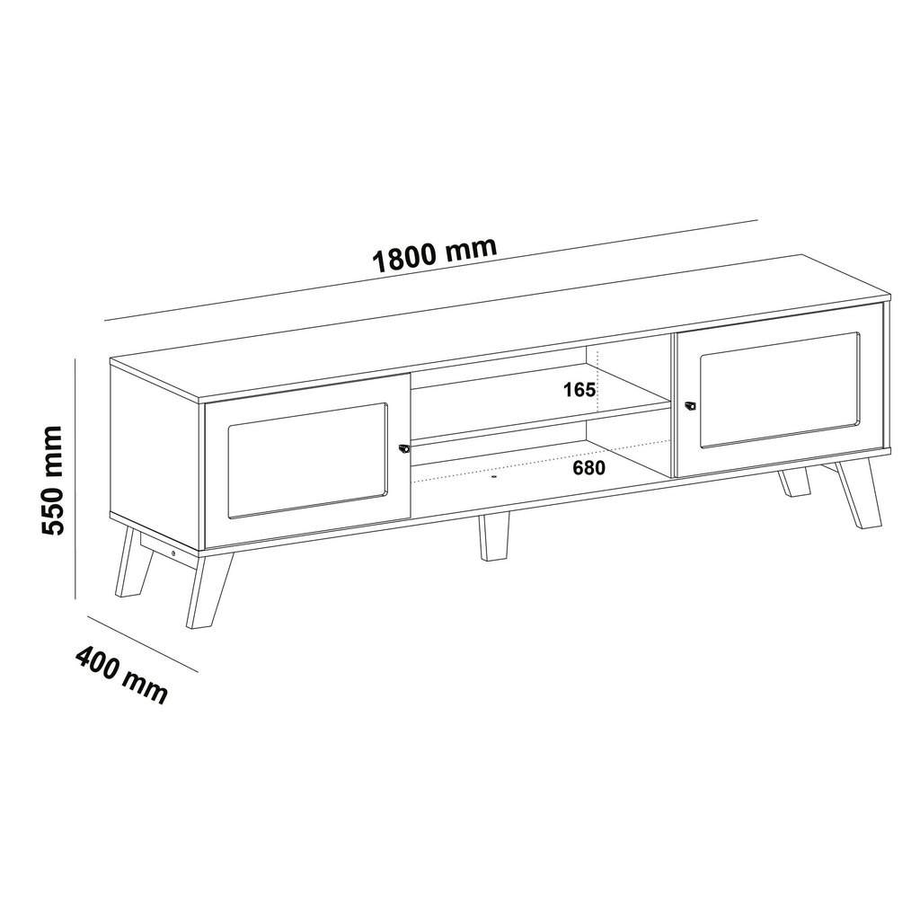 Rack Retrô para TV até 75 Polegadas MDF 180cm 2 Portas Charlotte Verde Carvalho/Menta · foto 2