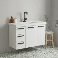 Gabinete para Banheiro em Aço 3 Gavetas 81cm Damasco Branco Branco