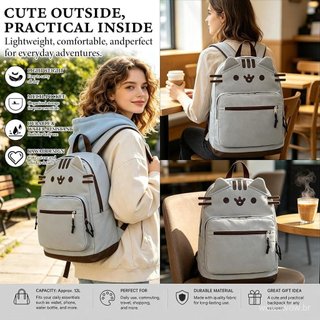 Mochila fofa com o tema de gato, mochila com orelhas de gato estilo kawaii e vários compartimentos, mochila pequena e le