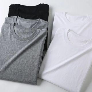 Biren!260g de algodão de pelúcia Xinjiang!Outono masculino de manga comprida em torno do pescoço camiseta solta All-Matc