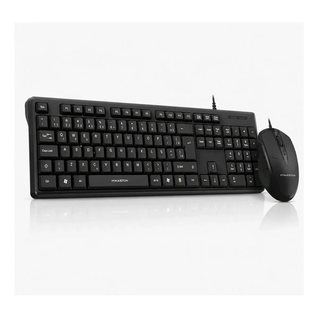Kit Teclado E Mouse Com Fio Usb Para Jogos E Office Abnt2