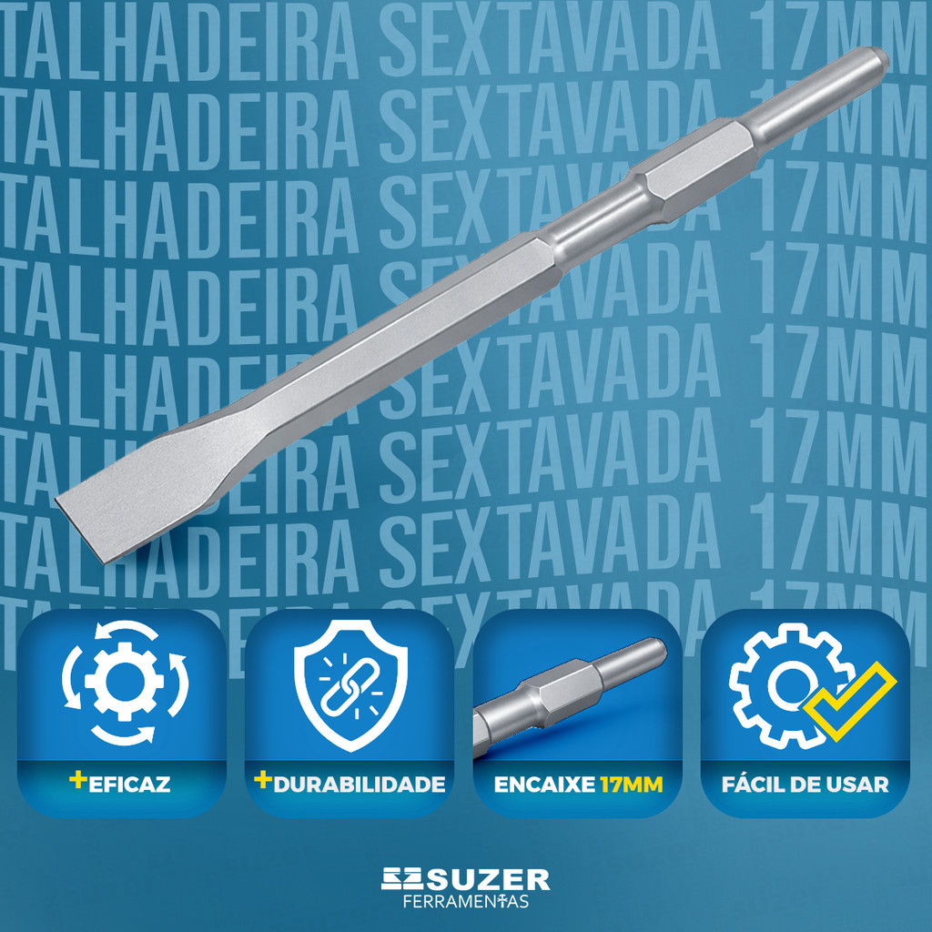 Kit Ponteiro E Talhadeira (25mm) Sextavado 17x400mm — imagem 2 de 2