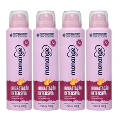 Kit Desodorante Aerossol Monange Feminino Hidratação Intensiva 150ml - 4 Unidades