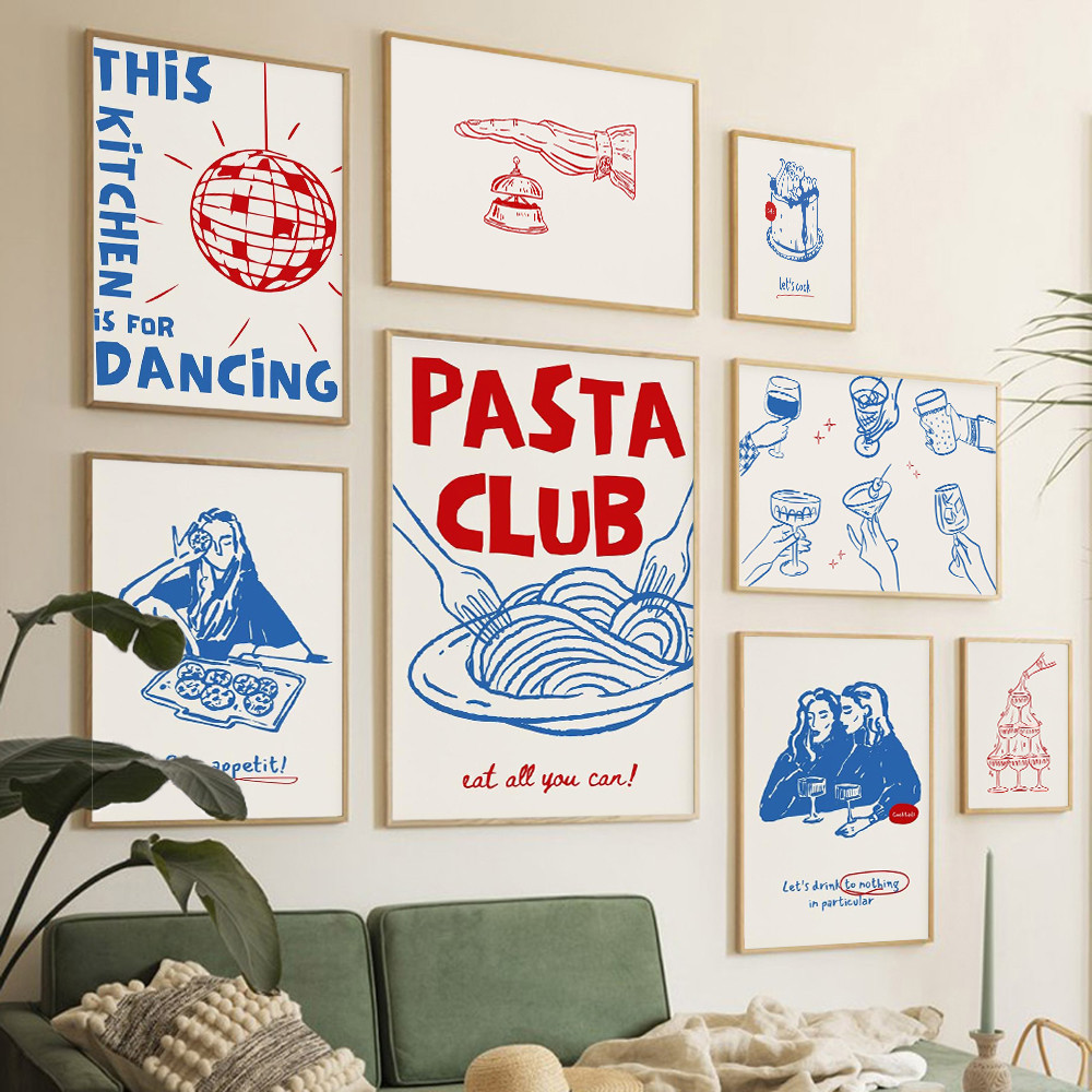 Pôster De Impressões De Cozinha Da Moda , Citações Fofas , Sala De Jantar , Comida , Bebida , Fotos De Parede , Macarrão