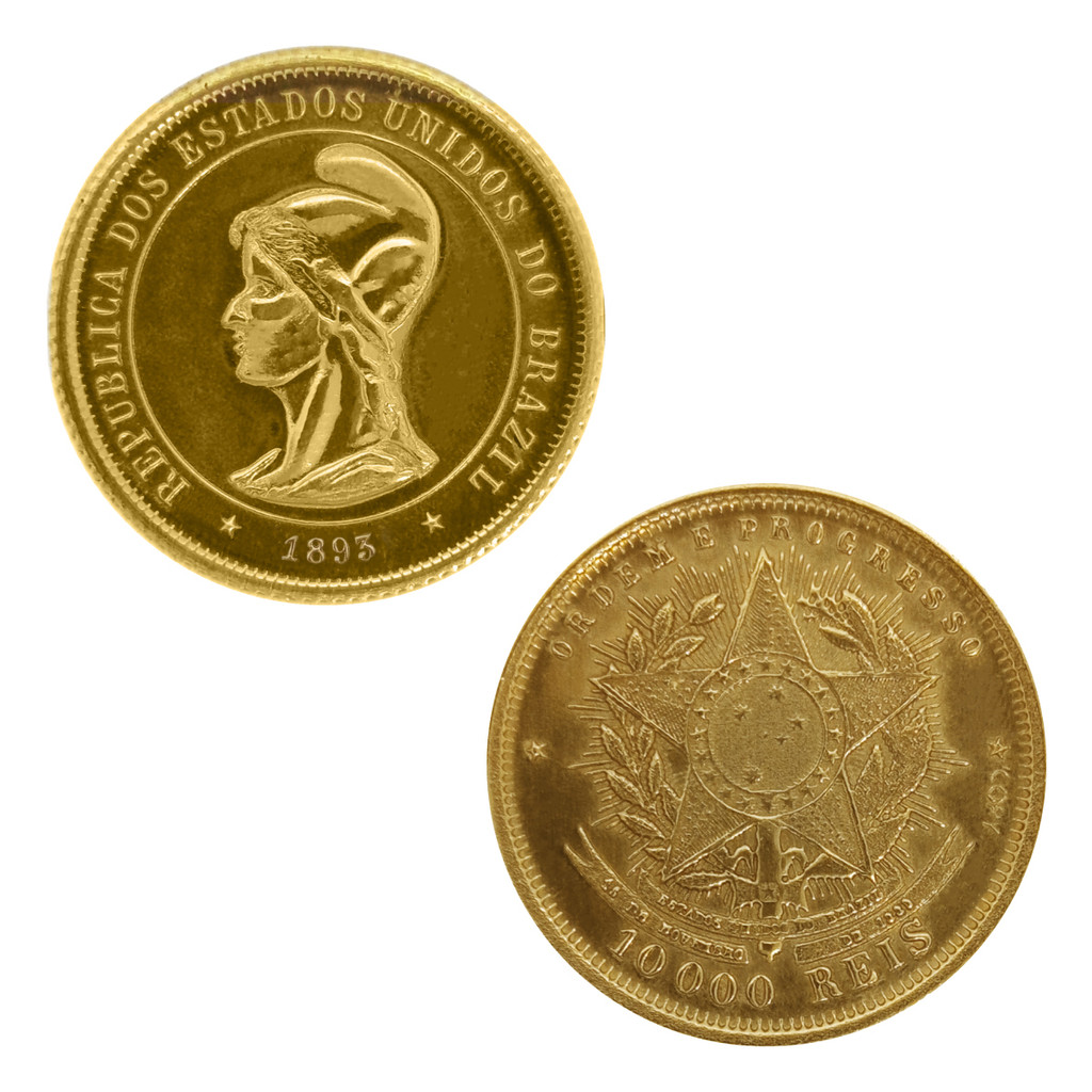 Moeda 10000 Réis 1893 República - 22,5mm - NC - Cópia