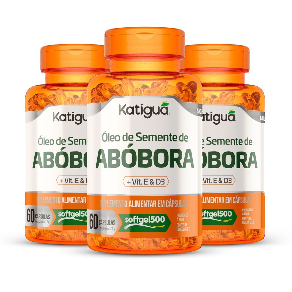 Kit 1, 2, ou 3 Potes Óleo de Semente de Abóbora Vitamina D3 e E 866mg 60Cápsulas em Oferta na Shopee