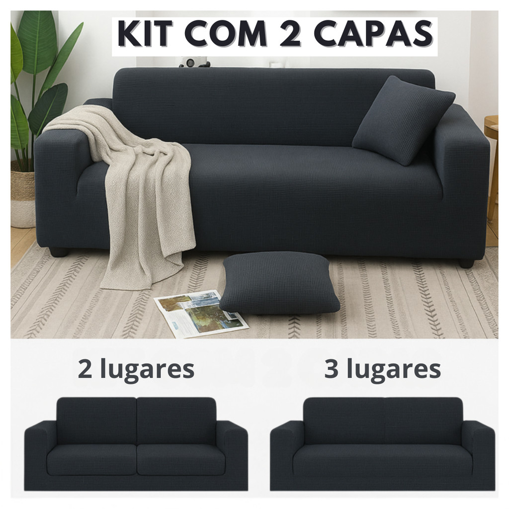 KIT 2x Capa Para Sofá Estampada Jogo P/ 2 e 3 Lugares Antiderrapante À Prova De Poeira Lavável em Oferta na Shopee