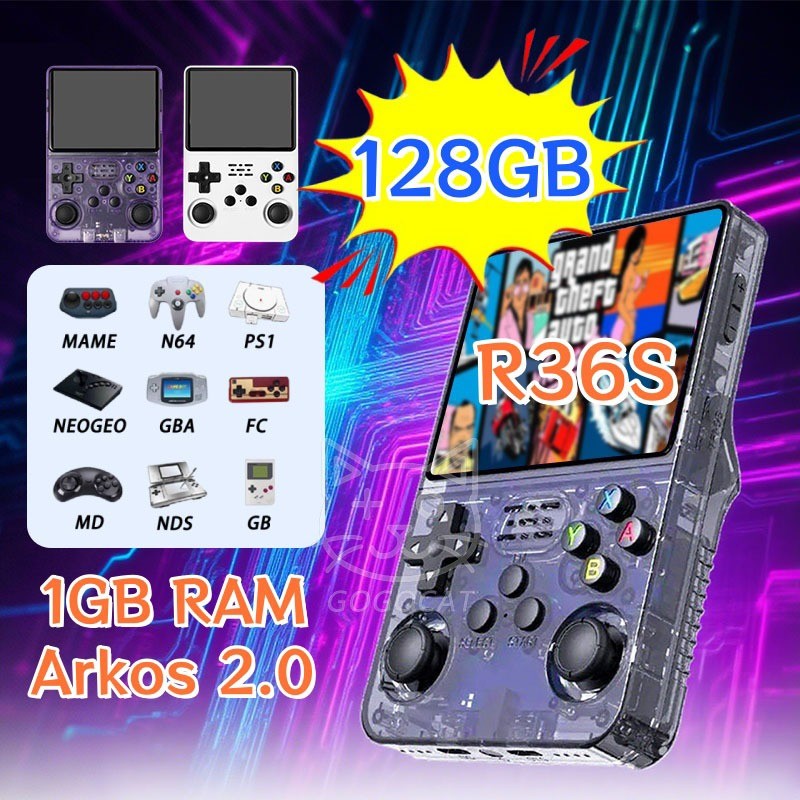 【128GB Arkos】R36S Console de jogos portátil retrô Open Source,R36S Arkos 2.0,3,5 polegadas,presente de aniversário