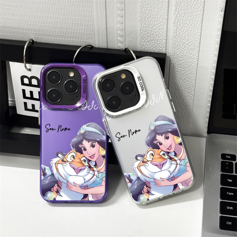 Capinha personalizada Princesa Disney Jasmine e Rajah anti-choque para Samsung S22 S24 S23 Ultra S20 S21 S23 FE S24 S25