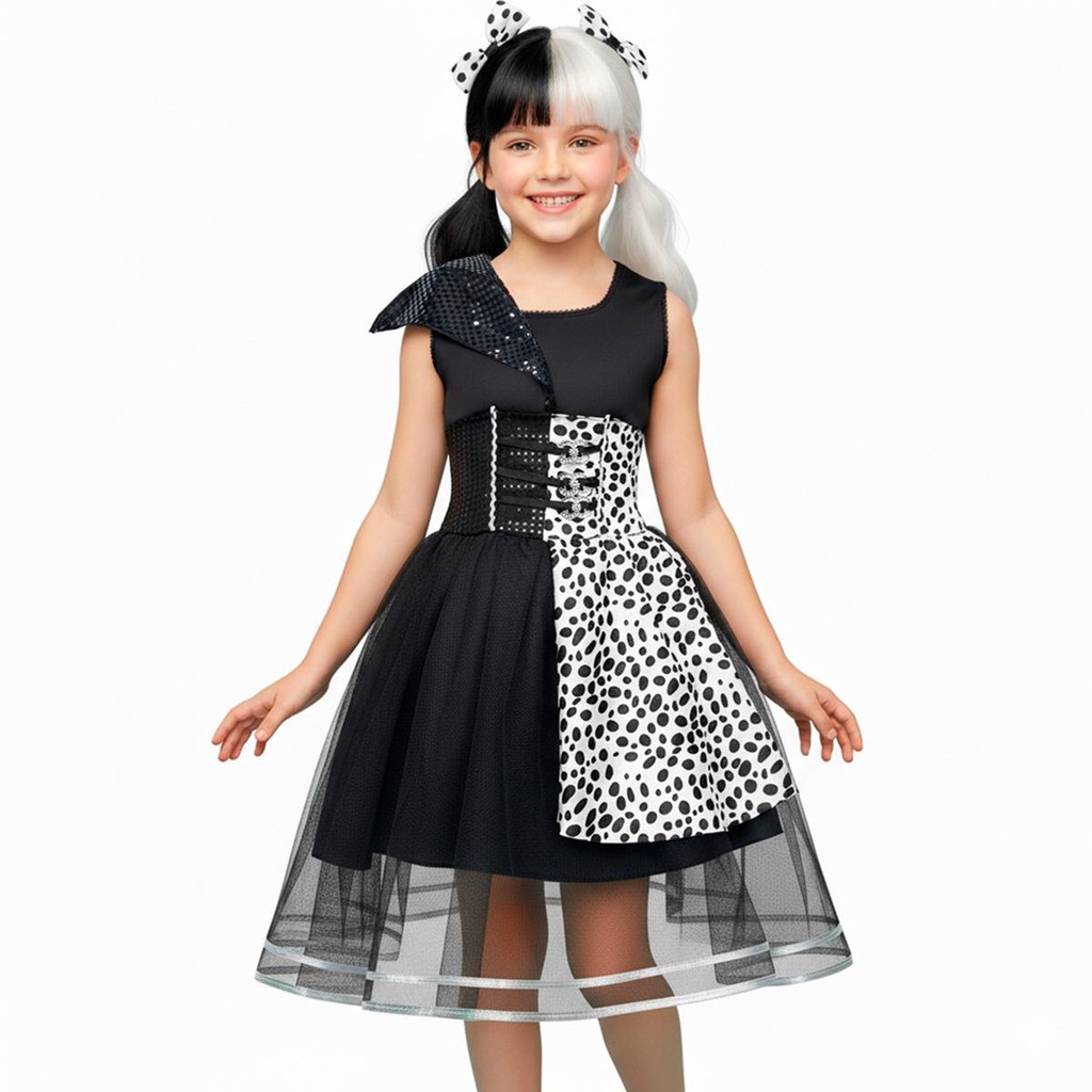Fantasia Infantil Cruella De Vil de Luxo Halloween em Oferta na Shopee