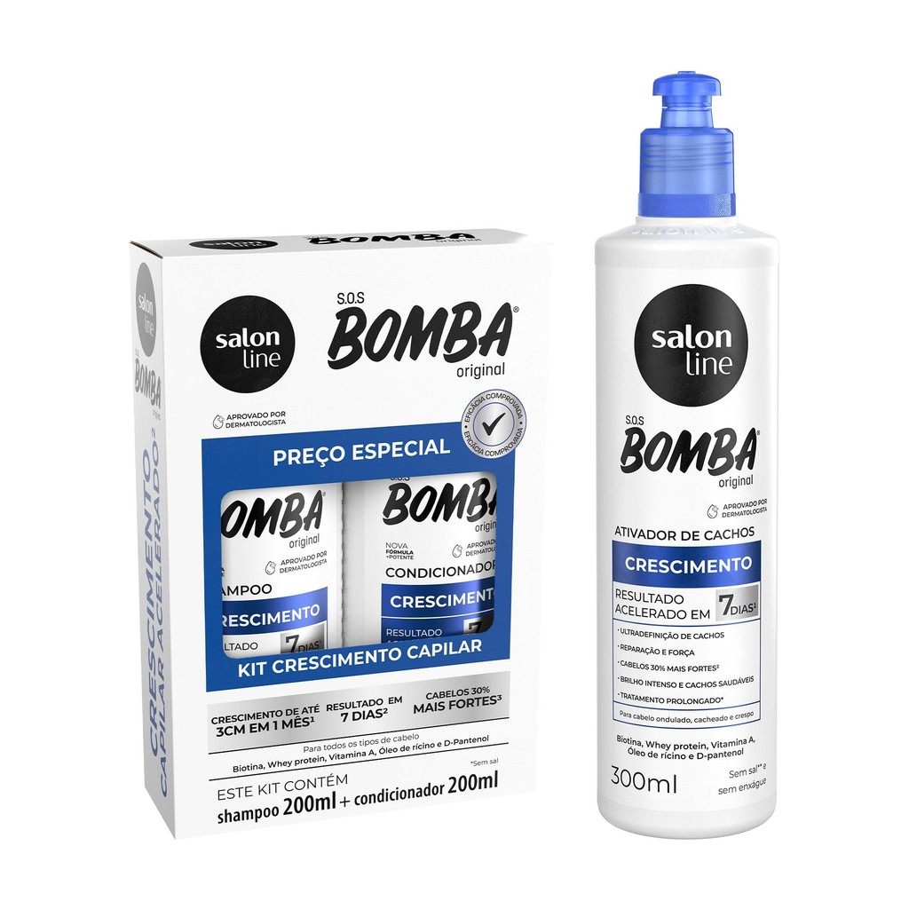 Kit SOS Bomba Original 200ml com Ativador de Cachos Salon Line