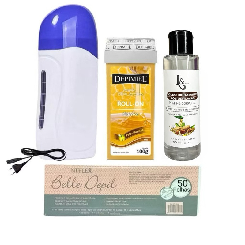 Cera Quente 100g + Aquecedor Rollon De Cera +óleo Removedor + 50 Papel  Nº17