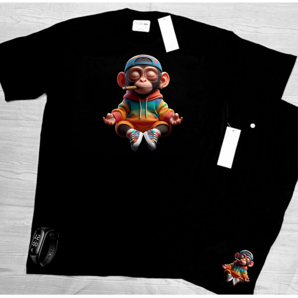 Conjunto Kit Camiseta VERÃO 100% Algodão 30,1 Bermuda Leve Para Caminhada E Academia MACAQUINHO RELAX  + RELOGIO DIGITAL