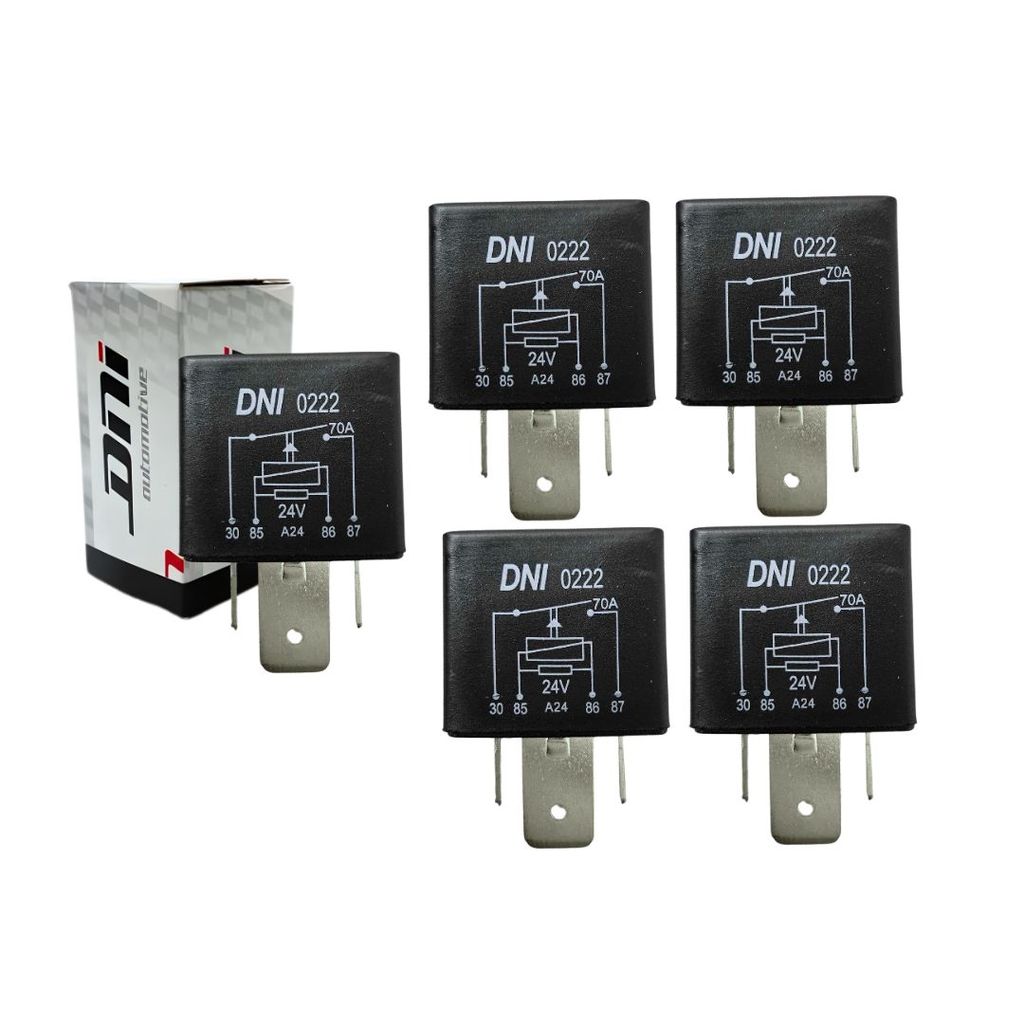 Kit 5 Rele Auxiliar Universal 70a 24v 4 Pinos Com Suporte DNI0222 Rele 70a Uso Geral 24v em Oferta na Shopee