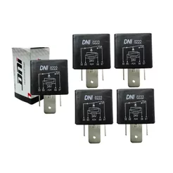 Kit 5 Rele Auxiliar Universal 70a 24v 4 Pinos Com Suporte DNI0222 Rele 70a Uso Geral 24v
